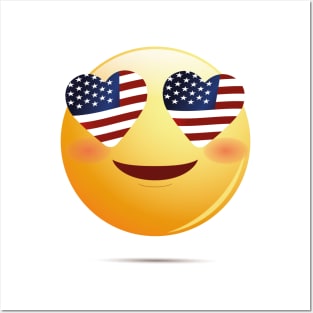 American Flag Funny Emoji Posters and Art